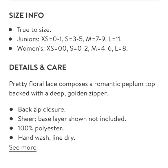 Mimi Chica black sheer lace peplum top zip back - Picture 5 of 5